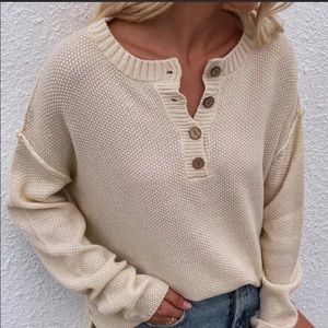 NWT Boho button detail oversized knit sweater 1X